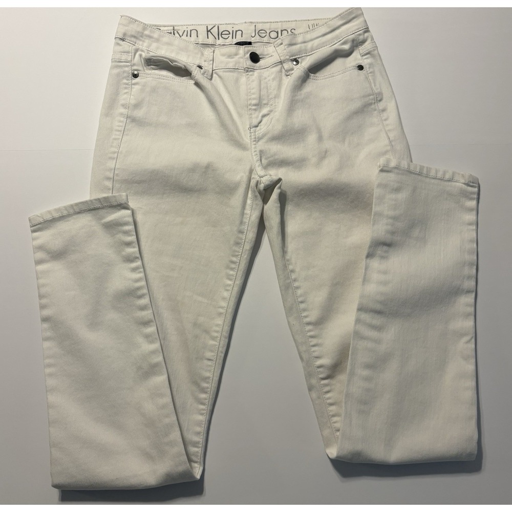 Calvin Klein Ultimate Skinny Jeans 27/4 Women's White Mid Rise Stretch